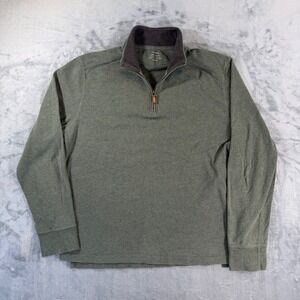 J Crew Men's Quarter Zip Pullover Sweatshirt Size Large Green Cotton‎
